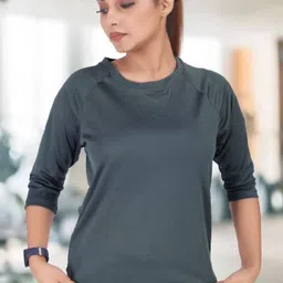 myo2 Women Sporty Round Neck Reversible Polyester Grey T-Shirt-picture-20