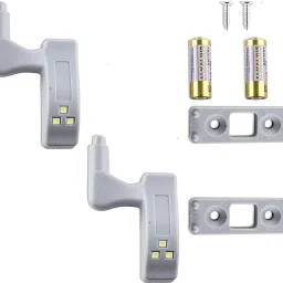 TechBlaze Set of 2 Wardrobe Cabinet Hinge LED Motion Sensor Lights, Almirah Lights Cupboard LED Hinge Lights Door Hinge Lighting Night Lights (Warm White, 0.25 W) Lights with Batteries (2 Lights) Smart Bulb-25