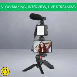 GUGGU Video Kit with Wireless Microphone, LED Lights & Tripod For Vlogging/YoutubeT433 Tripod-22