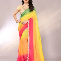 Embellished, Color Block Bollywood Georgette Saree-image-36