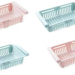 Plastic Adjustable Fridge Storage Basket Expandable Fridge Storage Rack Plastic Fridge Space Saver Food Organizer Tray Storage Basket-28
