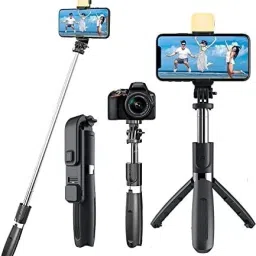 SHOP PLUS Selfie Stick with Stand 3 in 1 Multifunctional design Rechargeable LED Light Tripod-10