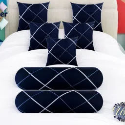 5 Cushion 2 Bolster Microfibre Geometric Bolster Pack of 7-image-31