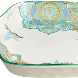 lemon tree Ceramic Square Platter with Handle | Matt Finish | Designer Coloured Print Sizzler Tray image 2
