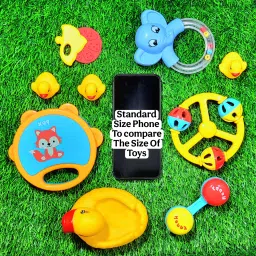 babro Colorful Non Toxic Set of 4 Pcs Mix and Attractive Rattles & 4 Pcs Duck ChuChu Rattle image 5