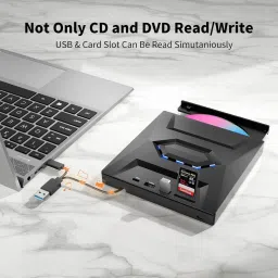 CDL TECH USB C Portable CD/DVD +/-RW Drive/DVD Player with SD Card Reader External DVD Writer image 4