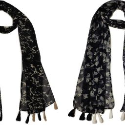 Self Design Chiffon Women Multicolor Scarf, Stole, Fancy Scarf-image-72