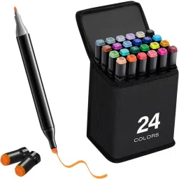 Dual Tip Art Markers-24 CI451 24 PCS Bullet and Calligraphy Alcohol Ink Marker Nib Sketch Pens-image-81