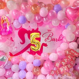 Printed Barbie Theme 5th Birthday DIY Decoration Item Kit For Girls Balloon-image-20