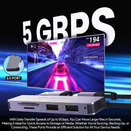 AMKETTE 5 in 1 Hybrid USB 3.0 Hub with Card Reader Type C+A USB Hub image 3