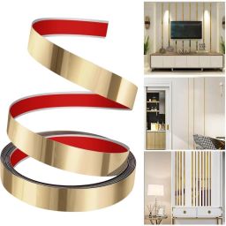 16.4ft Golden Metal Trim Wall Strip Stainless Steel Self-Adhesive Peel and Stick-image-21