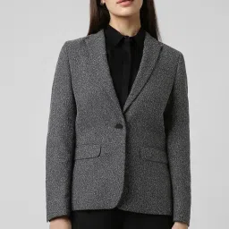 Women Self Design Single Breasted Formal Blazer-image-1