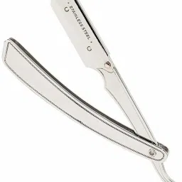 Silver Stainless Steel Straight Barber Folding Hair Salon Razor, Men-11