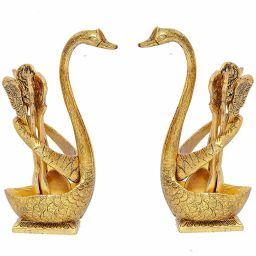 Metal Swan (Duck) Gold Spoon Stand for Dining Table Spoon Set with Stand/Decorative Spoon Rest Showpiece Item for Dining Table... Aluminium Cutlery Set-image-29