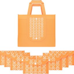 Pack of 8 Smile Print Foldable Grocery/Shopping Bags For Women | Orange Pack of 8 Grocery Bags-image-24
