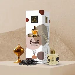 orva OUDH Reed Diffuser Fragrance for Home,Workplace | 6 Rattan Stick Free |Pack Of 1 Diffuser, Diffuser Set image 4