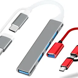Foxne Point USB Type C to USB 3.0 OTG Cable USB 3.0 Hub (4-in-1) with Type-C & USB Dual Plugs, USB 3.0 USB Hub-6