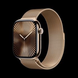 Apple Watch Series 10 GPS+Cellular with Milanese Loop - M/L (46mm Retina LTPO3 OLED Display, Gold Titanium Case) image 1
