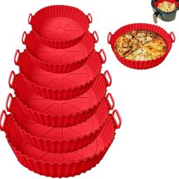 Air Fryer Silicone Pot 6 pcs with Ear Handles, Easy to Clean, Silicone Pot Liner Airfryer Tray-image-76
