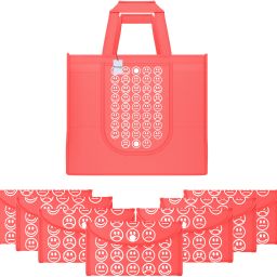 Pack of 8 Smile Print Foldable Grocery/Shopping Bags For Women | Red Grocery Bag-image-55