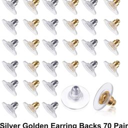crafts haveli Silver Golden Earring Backs 70 Pair-picture-24