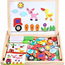 Wooden Educational Toys Magnetic Art Easel Animals Wooden Puzzles Games for Kids WD06-13