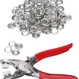 Snap Press Buttons Kit (100pcs Silver Button) Metal Fasteners Set with Pliers Metal Buttons-image-63