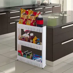 3 Layer Slim Side Space Saving Multipurpose Utility Storage Organizer Plastic Kitchen Trolley-image-52