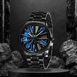 ABREXO Rotating Dial Analog Watch for Men | Stylish Car Wheel |Quartz Movement Analog Watch - For Men Abx9981-BK BL Car Wheel Watch-image-88