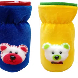 Bottle Cover for Feeders Soft Plush Stretchable Baby Feeding Bottle Cover with Easy to Hold Strap | (Pack of 2)-2