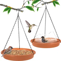 Hanging BirdFeeder Pack of 2 for Water Seed & Bath Trey | Balcony,Trees,Garden Window Bird Feeder Bird Feeder-48