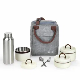 Universal Corporate Lunch Box with Water Bollte, Spoon & Fork 3 Containers Lunch Box-19