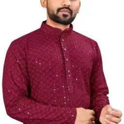 Men Silk Blend Kurta Pant Set-image-120