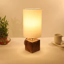Modern Zen Wooden Lampshade Nightstand Lamps, Antique Base E27 Creative Reading Bedside Lamps Ideal for Bedroom, Cube, Khadi Table Lamp-image-15