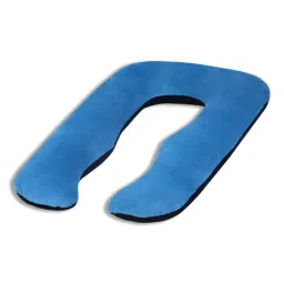 dormyo Cozy U-Shape Velvet Mircrofibre Pregnancy Pillow With Detachable Zipper Pillow In Blue & Black Colour-picture-14
