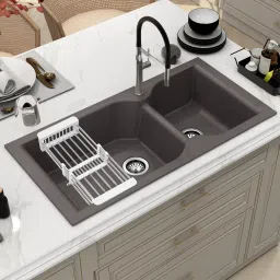 Quartz Acrylic Kitchen Sink/Sink for Kitchen/Granite Double Bowl Kitchen Sinks with Coupling/Wash Basin (40x20 Inches) Under Counter Basin-image-72