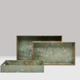 GREY BIRD PRINT SERVING TRAYS SET OF 3 Tray-image-14