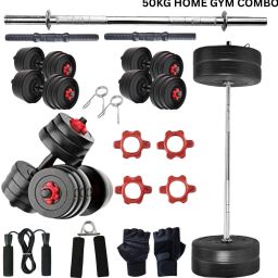 50 kg PVC Gym Combo 50KG – 3FT Straight, Curl Rods & Dumbbell Kit Home Gym Combo-image-87