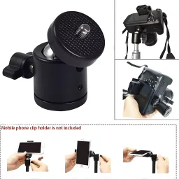TECHYSPOT Universal Adjustable 360° Rotation Tripod Head Mount for Mobile Clip Holder Tripod Ball Head image 4