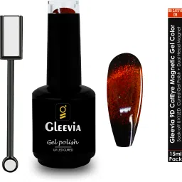 9D Cat Eye Nail Polish- Magnetic UV Gel Color 15ml with Magnet Combo Pack 9D08 Color: Orangy Red-image-37