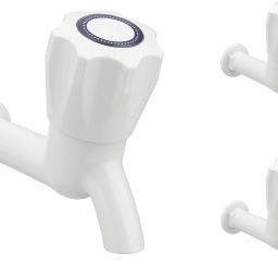 White Plastic Wall Mount Tap for Bathroom Kitchen Garden - Pack of 3 White Plastic Wall Mount Tap for Bathroom Kitchen Garden - Pack of 3 Bib Tap Faucet-13