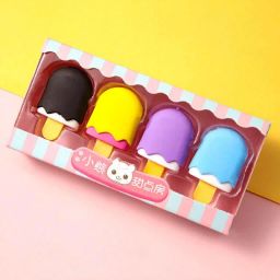 4 pcs Designer Eraser for Kids Cute Icecream Designer Erasers/Rubber Multicolr Non-Toxic Eraser-17