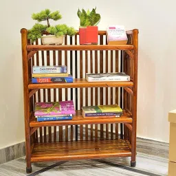 Cane Shoe Rack, Slipper Stand, Bookshelf, for Home Kitchen Solid Wood Open Book Shelf-25