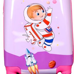 Small Cabin Suitcase (45 cm) 4 Wheels - Kids 16" Space Astronaut print Girl's Boy's suitcase/trolley bag - Pink-image-56