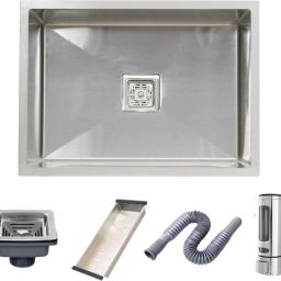 | 24" x 18" x 10" | KITCHEN SINK WITH TRAY BASKET & SOAP DISPENSER | HANDMADE KITCHEN SINK 24x18x10 INCH | MATT Vessel Sink-image-42