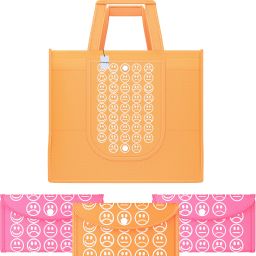 Pack of 4 Smile Foldable Grocery/Shopping Bags For Women | Orange & Pink Grocery Bag-image-144