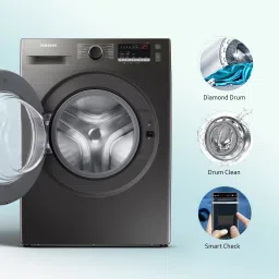 samsung 7 kg with Steam Fully Automatic Front Load with In-built Heater Black image 3