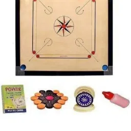 GLOSSY CARROM BOARD(32 INCH) WITH WOODEN COINS,POWDER AND COIN 90 cm Carrom Board-image-40