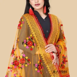 Net Embroidered Multicolor Women Dupatta-image-68