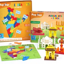 Mapology Ultimate Indian Combo:India with Capitals Puzzle & Monument of India-26